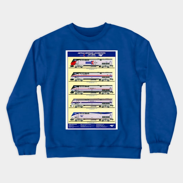 Amtrak Heritage Locomotives Crewneck Sweatshirt by Bonita Vista Photography